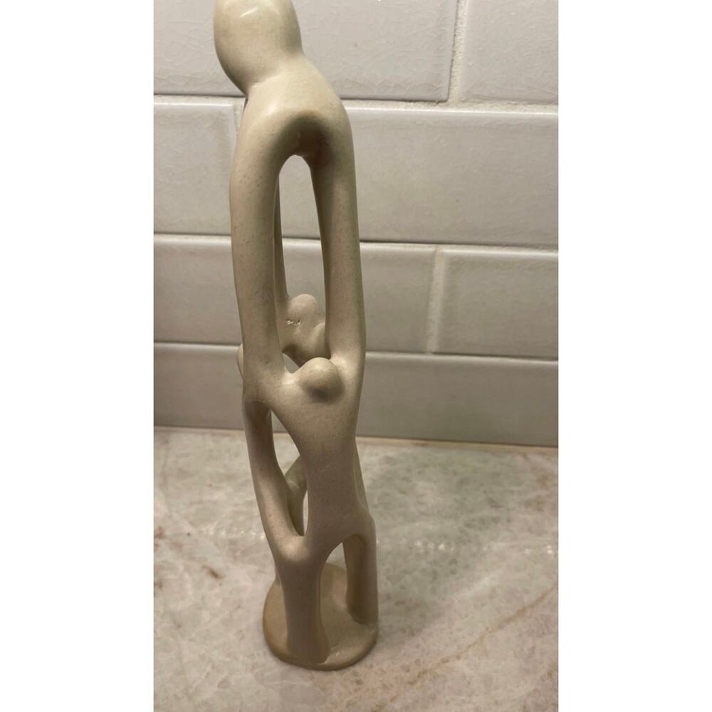 African Kenya Soapstone 4 Person Family Unity Carving Sculpture Art Abstract